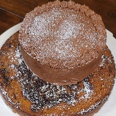 Frosted the small top cake