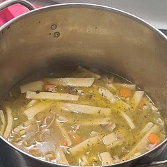 We didn't have white wine We don't like peas and we homemade our own noodles.