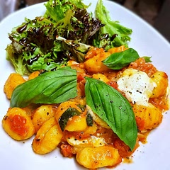 Lovely! Pan fried the gnocchi with the onions and garlic instead and added mixed herbs to it as no herbs are listed.