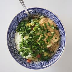 Started with this recipe and ended up with something pretty much completely different. 

Great base level. 

Added avacado, homemade taziki, homemade hummus, and a variety of garden veggies.