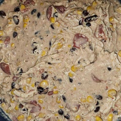 I love that I can just throw it in the crock pot and forget about it for several hours. I added more spices than it called for, and it tastes wonderful. I added about 2 to 3 more cans of everything so it could be enough for my family also.