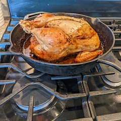 So good. Did it in a cast iron because I don't have a roasting pan