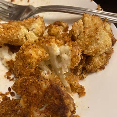 Start oven higher to get crispier cauliflower. Love the chickpea flour in the breading!!