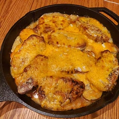 Super easy. Had an augratin vibe with the potatoes. I baked it in a cast iron. Added salt, pepper and paprika before searing. Added a tbs of dijon to soup/milk mixture.