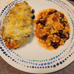 Very tasty! I used frozen corn, so my chicken took an hour to bake, but it was easy to put together. My husband doesn't like spice, so I used mild salsa and mild chiles.