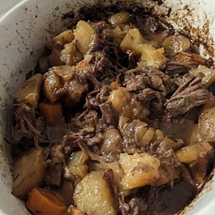 I always add carrots and potatoes and usually skip the peppers