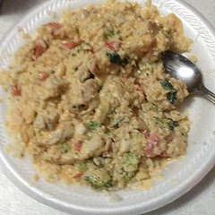 I cooked the broccoli a bit first and it turned out delicious! It was a bit bland for our liking, but that's an easy fix. We added rice.