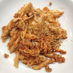 Really easy. Omitted garlic as one family member cannot eat. Tasted good. Made about 5 portions. Plating nicely is a challenge. UPDATE: tonight I added a tablespoon of tomato puree which made the sauce richer.