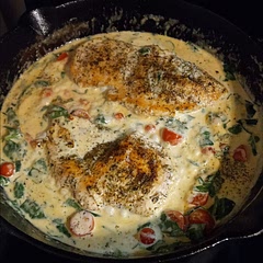 Almost reminded me of tuscan chicken. I added cherry tomatoes.