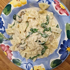 I followed other people's advice and added double sauce ingredients, went a bit rogue with seasoning too and didn't put spinach in until end. Was lovely.