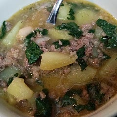 I used my homemade bone broth and a roll of breakfast sausage. It was very good. Perfect for when you're sick.