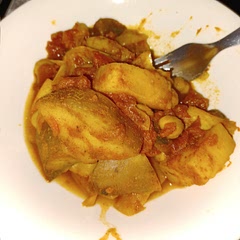 Replaced the sweet potato with red potato's, and the aubergine with mushrooms