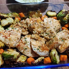 Airfried brussel sprouts at 375° for 15 mins and added some carrots 