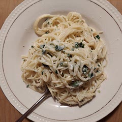 The spinach went to the bottom of the pan, so definitely give it a stir before serving. One small lemon was perfect. Such a light flavor and texture. It was very quick and easy to put together.