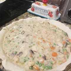 This was delicious!!🤤 i added 2 stalks of celery and a good pinch of thyme to the filling. I also sauteed bite sized pieces of chicken instead of shredding it. My husband couldn't get enough.