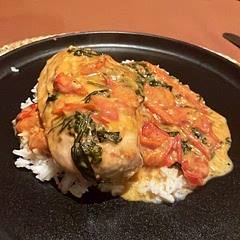 Didn’t have a lemon - wish I had.
Added white wine, a pinch of nutmeg - served with rice.
Next time will add more wine, lemon and serve with vegetables
