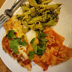 Tonight I learned that you can use yogurt instead of egg for breading. Food was delicious, decided to serve with noodles.