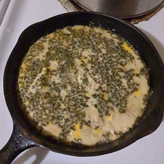 Delicious eggy goodness! So amazingly fluffy, kinda quiche like. Don't skip out on the sesame oil on the top, it adds so much flavor!