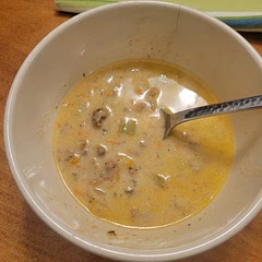 This was good. I added garlic powder, onion powder and more cheese than the recipe called for. I served it with a crusty baguette which was great for dipping.