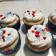 I made them into cupcakes for the Bills game tonight. I used Blue Berry and  Raspberry Jello. I put 4 holes in each cupcake and used a squeeze bottle to fill them. I think I could have used half of the Jello mix!