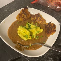 Super yummy, made some plantain fritters on the side