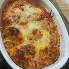 We made ours in a Pyrex dish because that’s what we had. My 9 yo was able to make this on their own, all I had to do was take it out. Was very good! We broiled it for 2 mins at the end.
