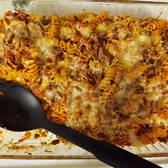 This was like deconstructed lasagna. I used fusilli pasta. Has a classic taste.