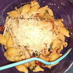 Changed up a few things, cubed the meat and made it a pasta dish. Added bacon, cayenne pepper, and used the tomato oil to saute the veggies. Delicious!