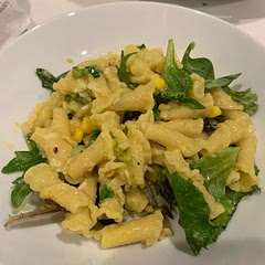 I used canned sweet corn and baby spring greens. Still turned out great. Will reserve double the pasta water in future to add in when the pasta gets drier a few minutes after tossing together