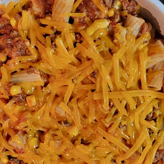 Swapped Worcestershire sauce for soy sauce. Added corn. Cooked the pasta separately to speed it up. Yummy.