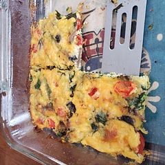 No basil. Less spinach. And cook it in an 8x8 pan for lower temp and longer. The 9x13 makes for a very thin casserole. Consider adding jalapeno.