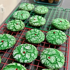 We don’t use peppermint & it still turns out awesome!

Wilton Gel Icing makes them super green! 
Heart Sprinkles found at walmart for $2