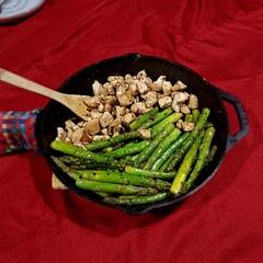 As a beginner, it took me longer to make than the suggested time, but it was great! Everyone loved the chicken, and liked the asparagus (we're used to it being more cooked). Next time, I'll use skinny asparagus, or broil it.