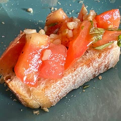 Quick, easy and classic! I added a little more balsamic vinegar and a mix of fresh garlic and minced garlic. Also used basil from our plant. Takes like 10 minutes to make. It’s a great and healthy snack to have around the house.
