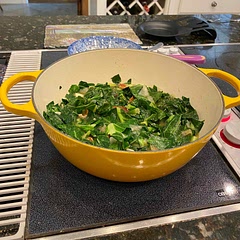 Make this every year on New Year’s day and the recipe never fails to please. It has just the right amount of seasoning to blend well with our spicy Mexican black eyed peas for good luck in the new year.
