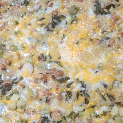 A good way to eat those obligatory New Year's greens and black eyed peas.  We aren't crazy about either one.  This recipe made them more tolerable.  Probably won't make but once a year.  🎆