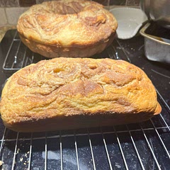 I may have messed up the marbling for the inside, but nonetheless it was delicious! We had one more loaf that didn’t even last the night it was gone by morning!