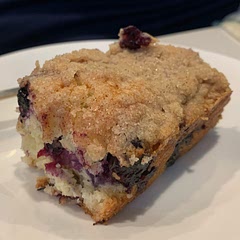 A fluffy cake with crunchy topping that is not too sweet and perfect to have with a cup of coffee. Pictured is without walnuts. Personally it was not my favorite, I prefer something less cakey.