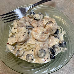Added olives, somewhat reminiscent of the Olive Garden Shrimp Bruschetta appetizer they use the have.