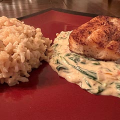 Served with mushroom risotto. Very good. I like bolder spices, so I would season more next time.