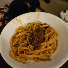 Delicious.   We used thinly sliced flank steak.  This would also be delicious with chicken and pork.  Next time, I will double the sauce and definitely add vegetables.