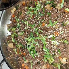 Added broccoli, cauliflower and carrots. Didnt have low sodium soy sauce so I added water.