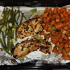 Yum never had broccoli so used green beans delicious.