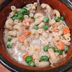 Made with just the milk (soy) did not include the half and half and the liquid was perfect. Stove top only worked great for kids lunch. Added frozen peas and carrots.