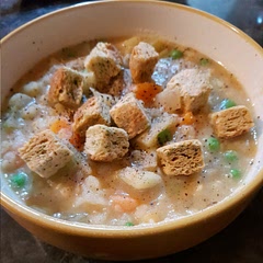A great winter warmer and a great foundation to get very experimental with other spices and grains.

Croutons instead of bread was great!