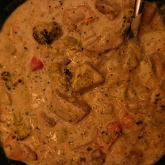 I've added carrots,  cherry tomatoes,  red onions, green onions, oven roasted Potatoes, cashews and nutritional yeast.