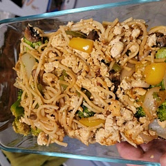 I added crumbled tofu to mine and seasoned the tofu and veggies with salt, pepper and garlic while sauteing. IT IS AMAZING! This tastes like takeout. Awesome