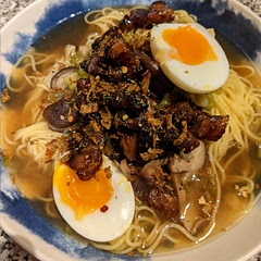 Maybe use the drained pork broth instead of throwing it out and using boiled water for the ramen broth. Pork was dead tasty though