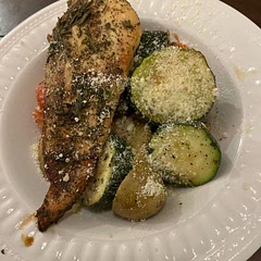 I served it with baked chicken. It was pretty good but my picky kids need their veggies more hidden I suppose.
