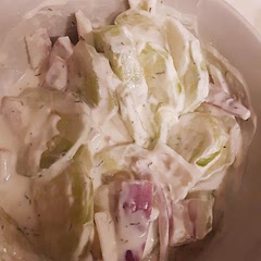 Normally I am nonplussed by cucumber salad, but this was very good.